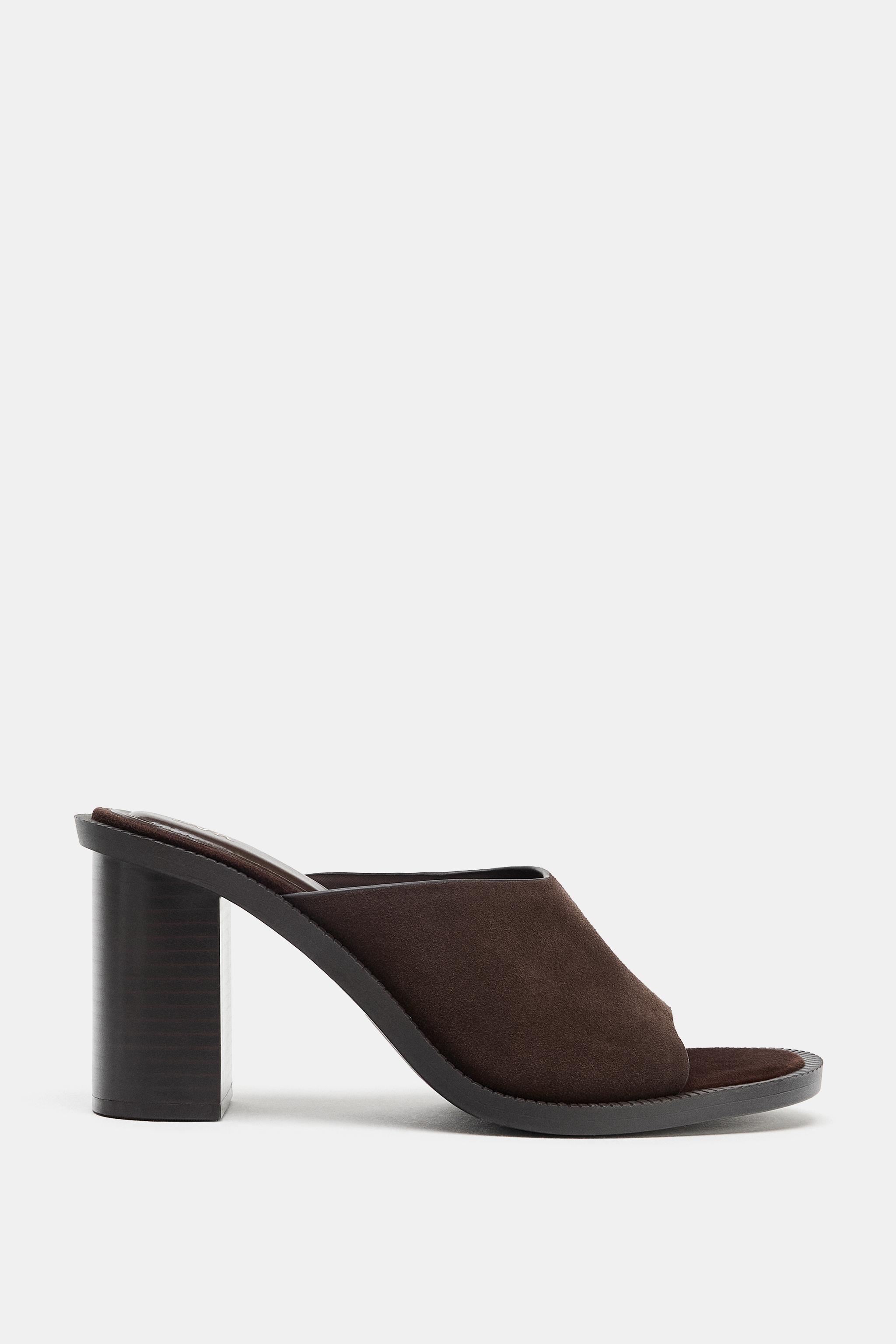 LEATHER BLOCK HEEL SANDALS